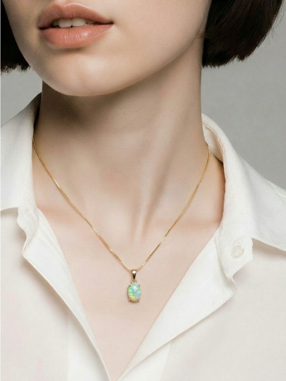Gold Opal Pendant Necklace - Australian - Picture 4 of 15